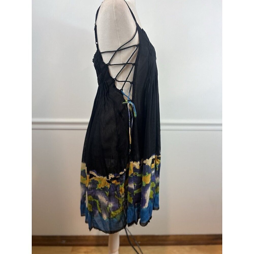 Free People One Imperial Palm Pintuck Printed Boho Artsy Dress Date Night XS - Picture 3 of 8